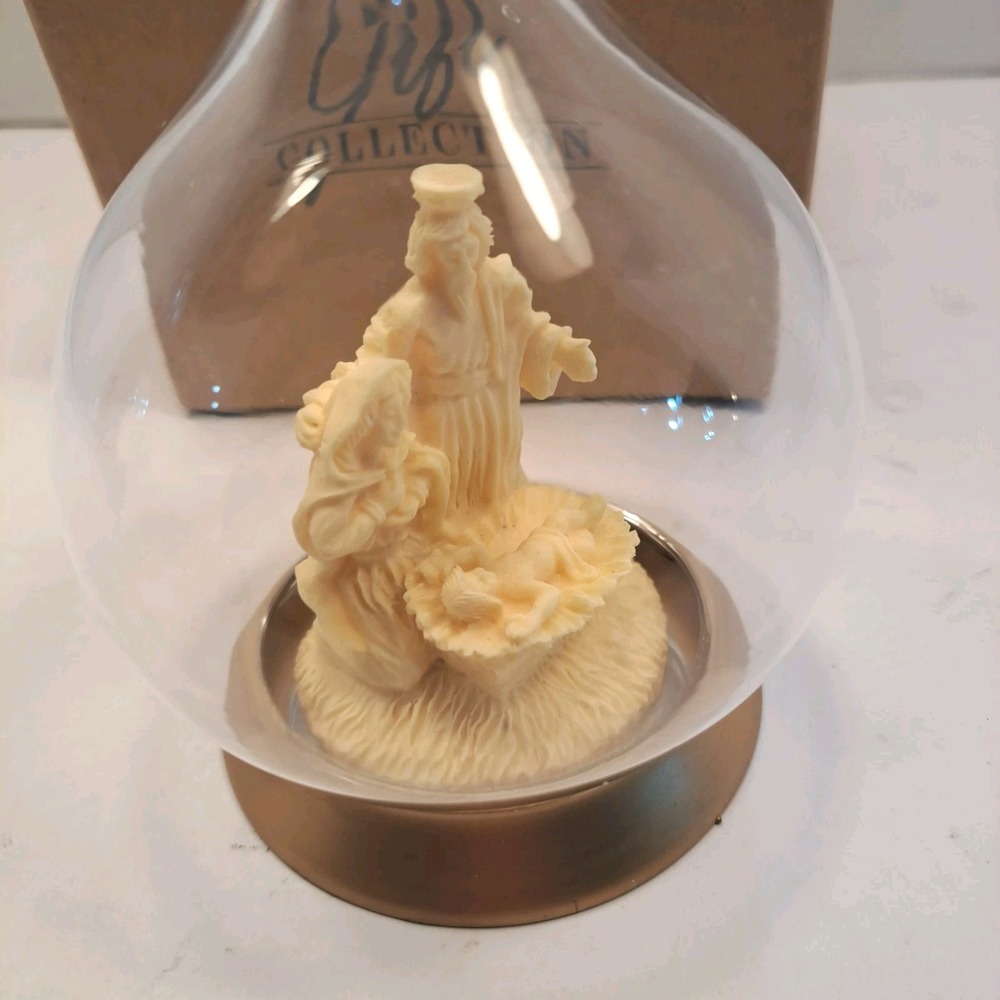 Vintage Avon Christmas Ornament Nativity Scene Glass Ball